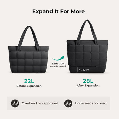 Bubble 22L-28L Expandable Puffer Travel Tote Bag